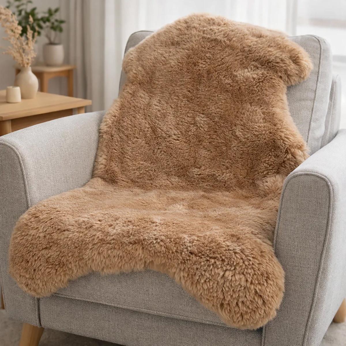 SCHAFFELL Premium Merino Lammfell Natur Beige geschoren ca. 105 cm - Beige, Fell (55/105cm) - Provellus