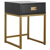 BEISTELLTISCH schwarz/gold 1 Schublade quadratisch 40/40/57 cm Largo - Goldfarben/Schwarz, Holzwerkstoff (40/40/57cm) - Beliani
