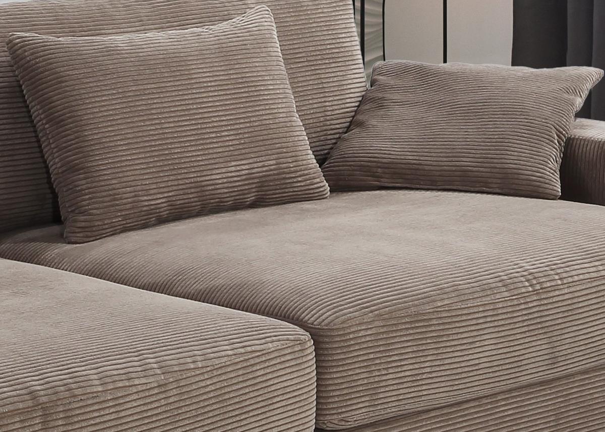 BIG-SOFA mit Federkern B290/T135/H90 cm extratief, Liegefläche 122x240 cm, Cord Braun Taupe / 15252 - Schwarz/Braun, Kunststoff/Textil (290/90/135cm) - luma-home