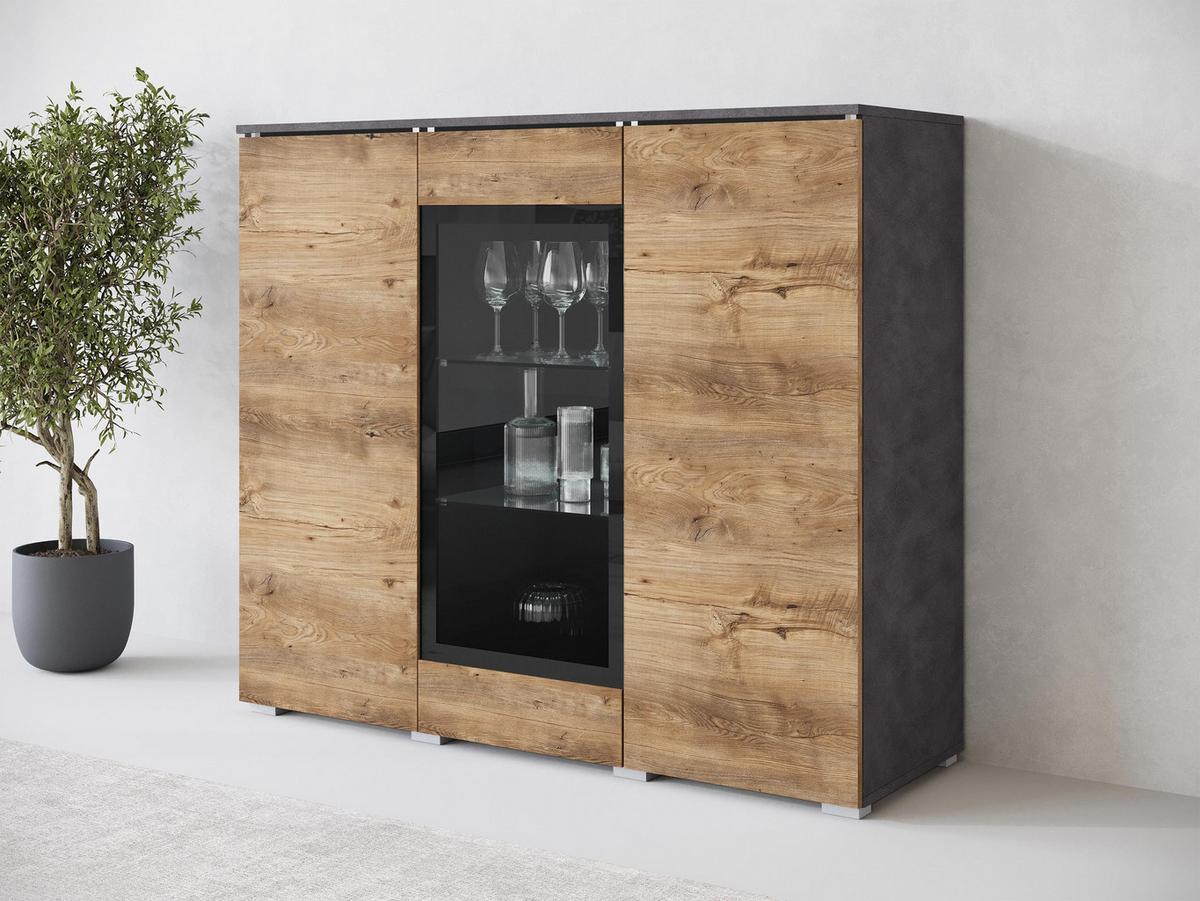KOMMODE Vera 120 - Silberfarben/Braun, Holzwerkstoff/Kunststoff (120/104/40cm) - MIRJAN24