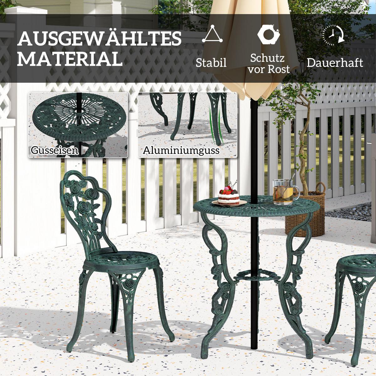 GARTENMÖBEL Set, Gussaluminium, Grün - Grün, Metall - Outsunny