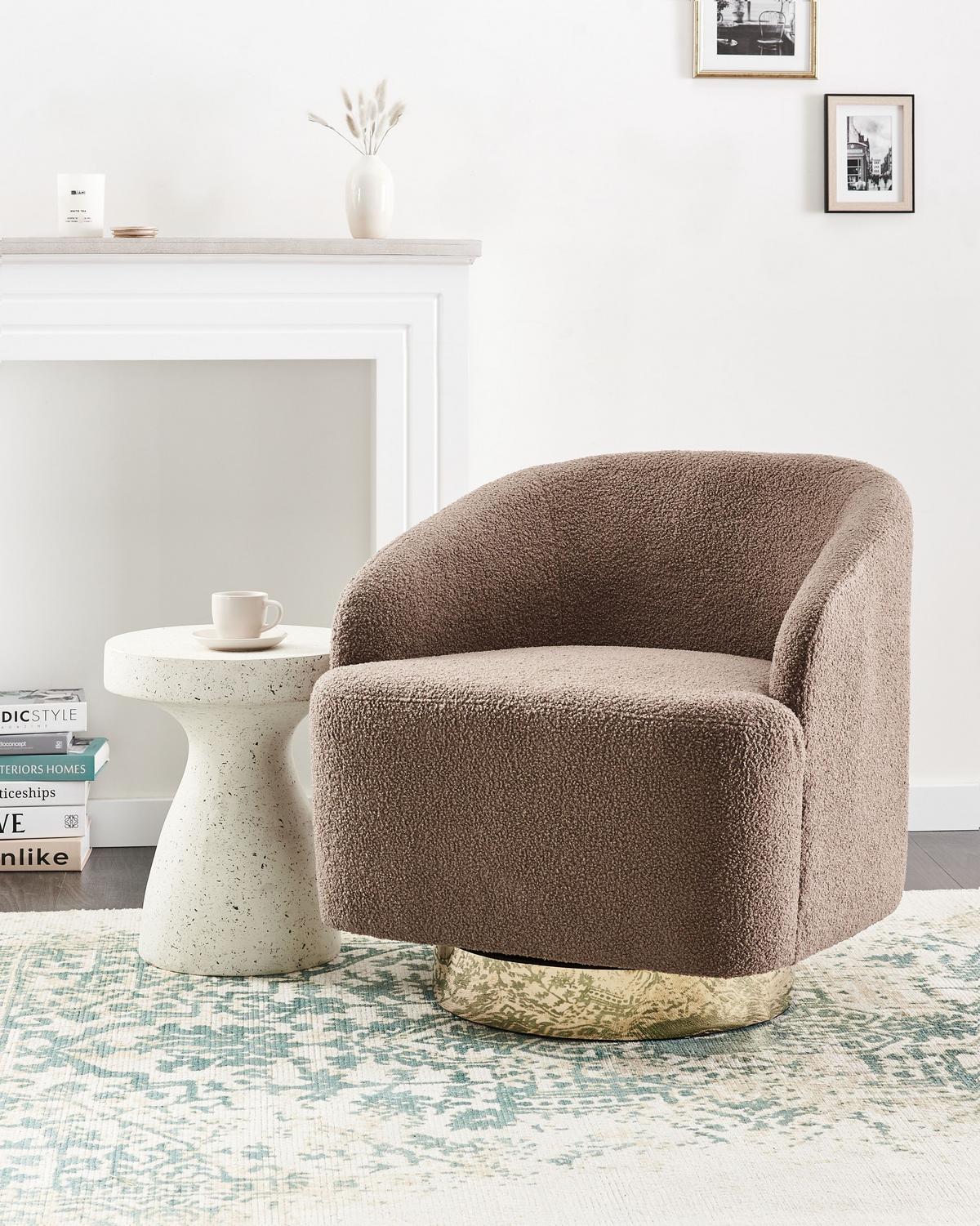 SESSEL Braun Lavik - Goldfarben/Braun, Textil (73/71/70cm) - Beliani