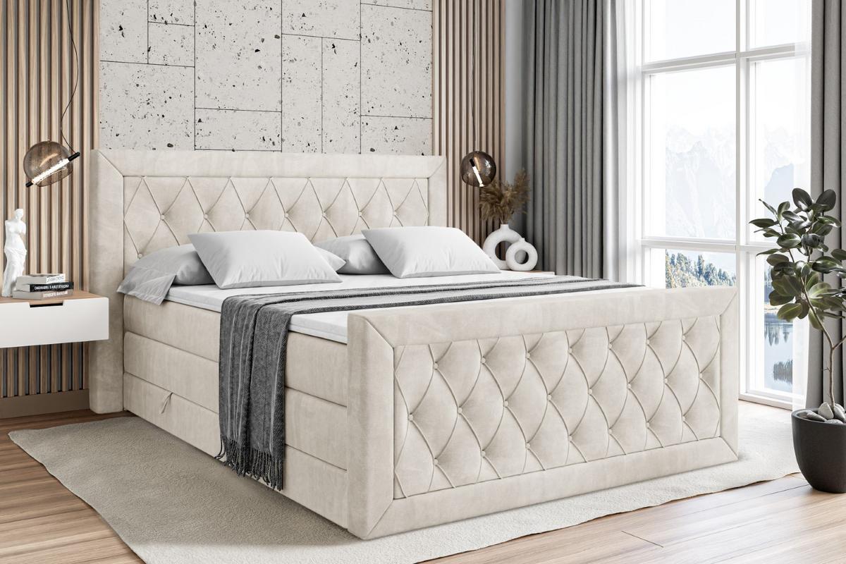 BOXSPRINGBETT NOEL-Z KING - 200 x 200 - H3/H4 - Ecru - Ecru, Holzwerkstoff (200/200cm) - ALTDECOR