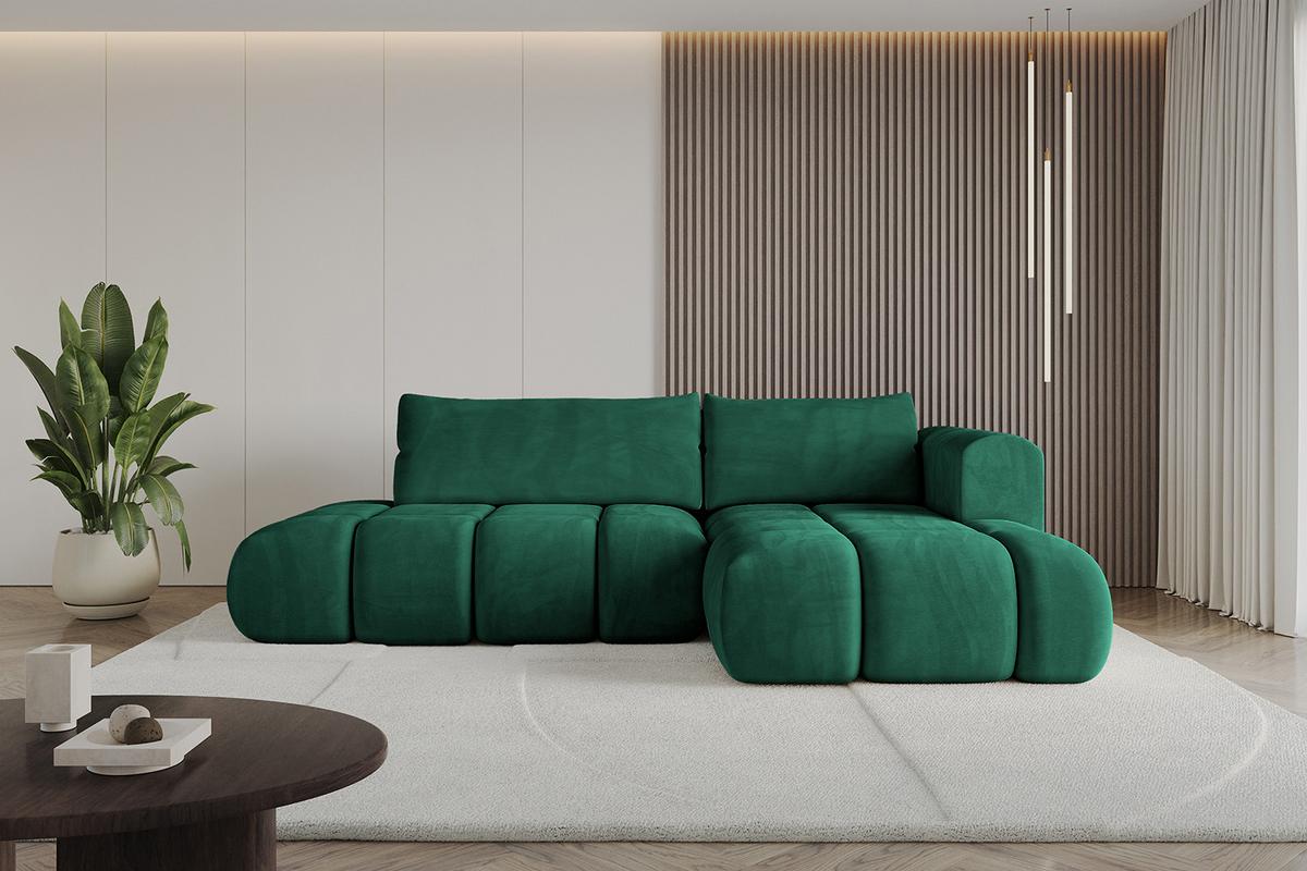 ECKSOFA Ottomane Rechts CLOUD-L 280x185x90 Dunkelgrün Velours - Dunkelgrün, Holzwerkstoff/Kunststoff (185/280cm) - ALTDECOR