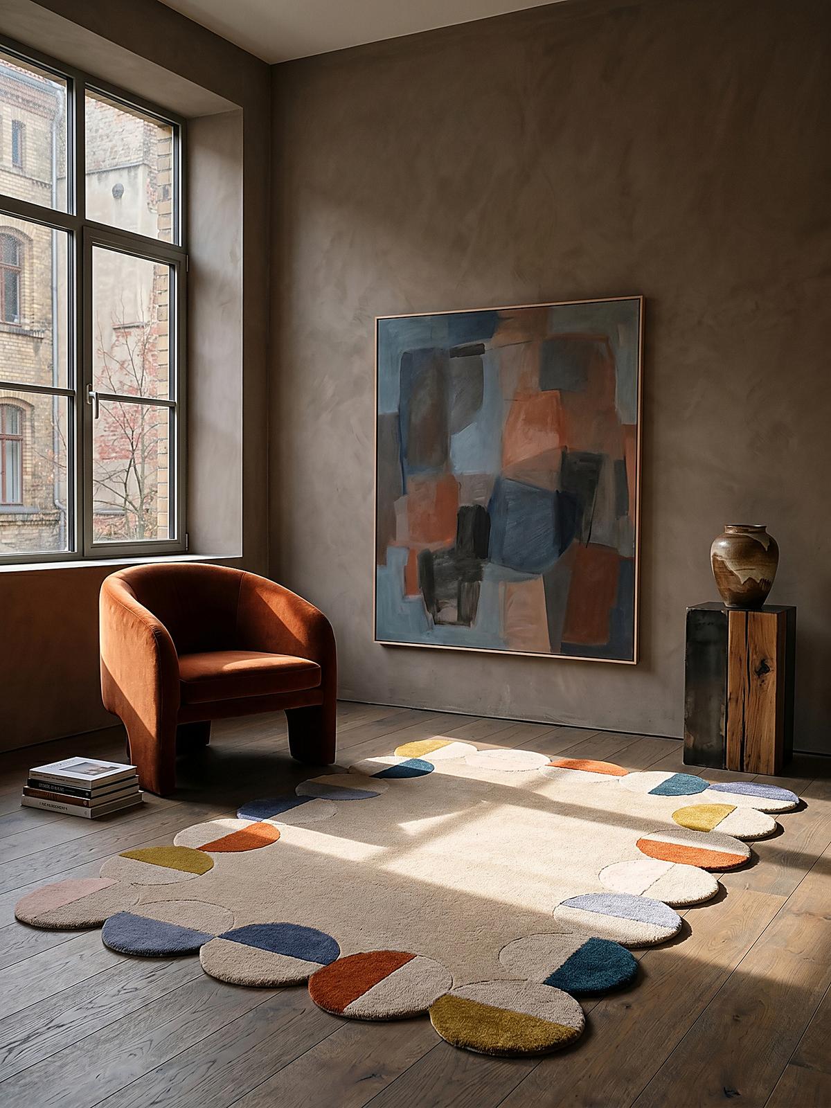 TEPPICH aus Wolle HALLEIN in Rost, geometrisch, 120 x 170 cm - Multicolor, Textil (170/120cm) - KADIMA DESIGN