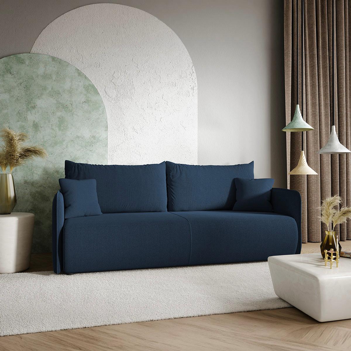 SOFA Claudio 3 Sitzplätze Dunkelblau - Blau, Holz (216/86/105cm) - Petits-meubles