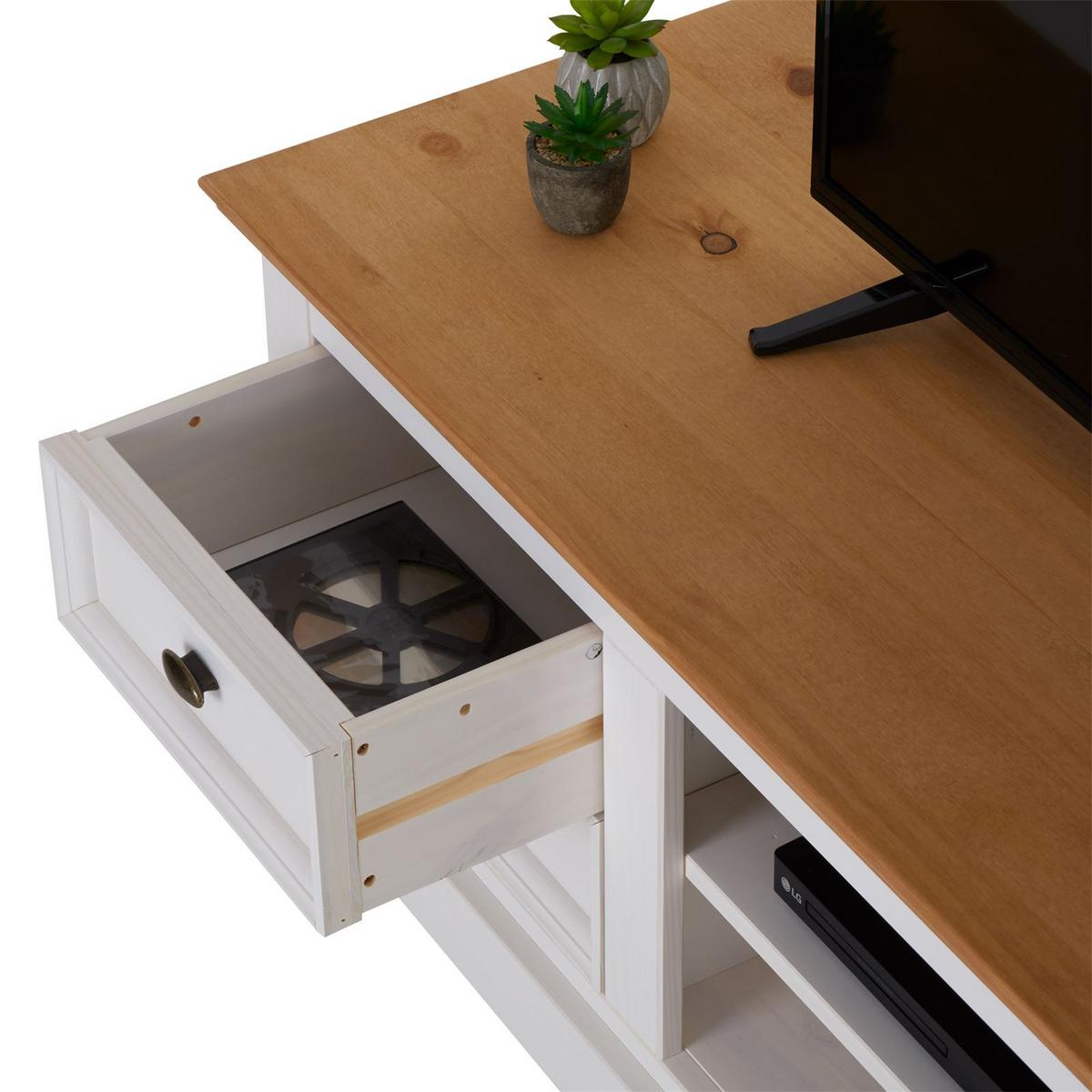 LOWBOARD KENT weiß/braun - Weiß/Braun, Holz (144/46/45cm) - IDIMEX