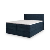 BOXSPRINGBETT LUNERA 200x200 cm mit Matratze und Topper, H2+H3 - Blau - Blau, Holz (200/200cm) - MASSENO