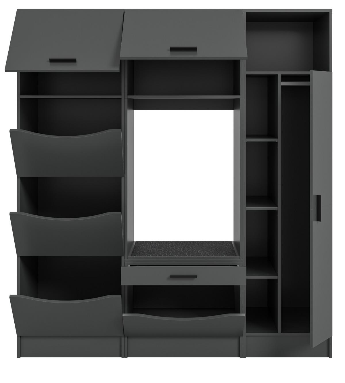 WASCHMASCHINENSCHRANK in grau Set 3-teilig 176 x 196 cm, modernes Design - Schwarz/Grau, Holzwerkstoff/Kunststoff (176/196/68cm) - Inn.Furn