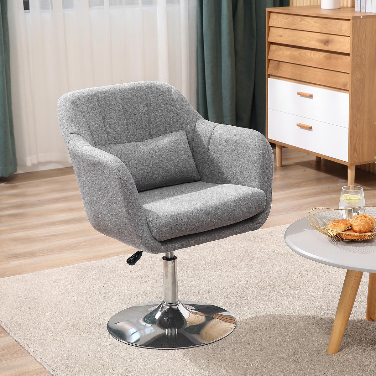BÜROSTUHL Drehbar Höhenverstellbar Polyester Grau - Hellgrau, Kunststoff (60/91/60cm) - HOMCOM