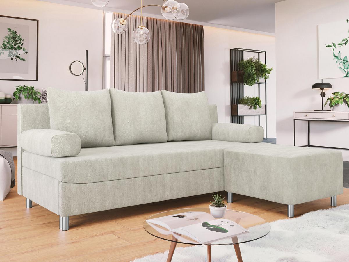 SCHLAFSOFA Dover mit Polsterhocker - Sandfarben/Chromfarben, Holz/Kunststoff (192/86/80cm) - MIRJAN24