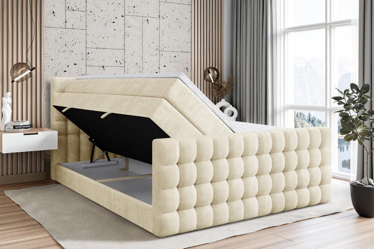 BOXSPRINGBETT VIONE-Z KING - 180 x 200 - H3/H4 - Beige - Beige, Holzwerkstoff (180/200cm) - ALTDECOR