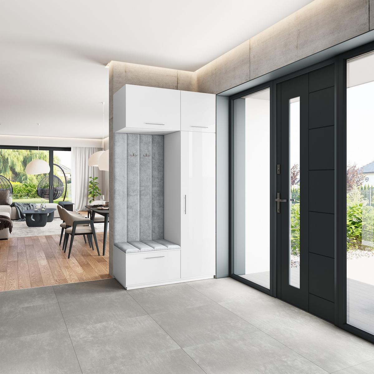 GARDEROBENSCHRANK REMA 120/240/60 cm Modern Weiß - Hellgrau/Weiß, Holzwerkstoff (120/240/60cm) - MASSENO