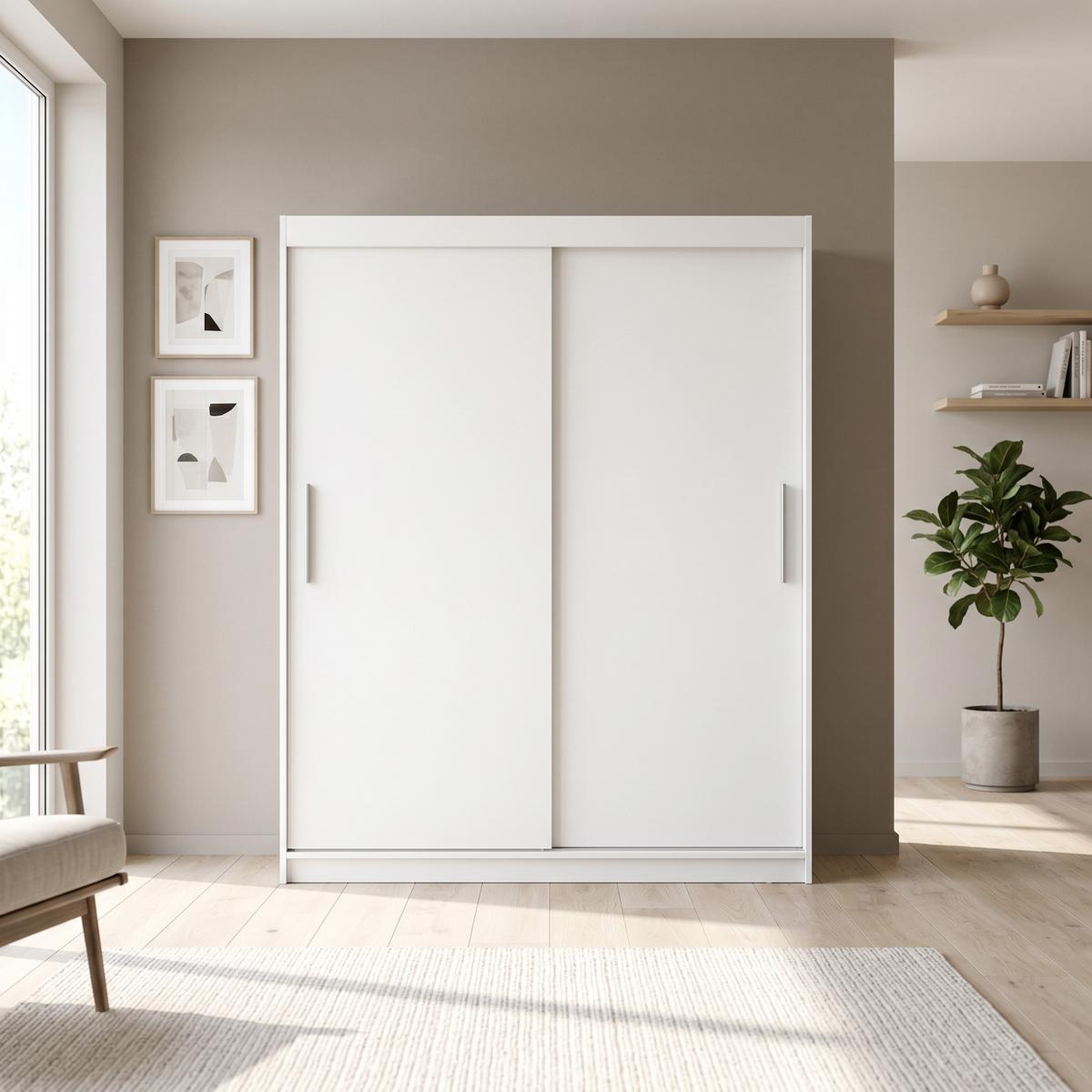 SCHWEBETÜRENSCHRANK VIVA 180/215,5/59cm 2-türig Weiß - Weiß, Holzwerkstoff (180/215.5/59cm) - MASSENO