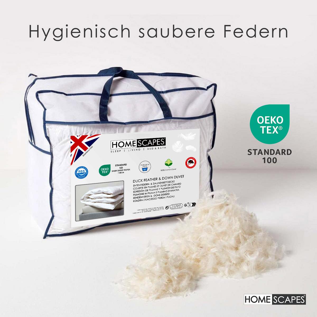 WINTERDECKE 150/200 cm, Enten-Federn & Daunen - Weiß, Textil (150/200cm) - Homescapes