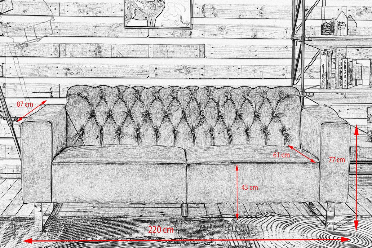 SOFA NILO Grün Velvet - Silberfarben/Grün, Textil (220/77/87cm) - KAWOLA