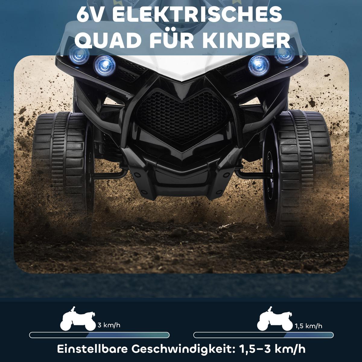 KINDER QUAD mit Scheinwerfer Weiß - Weiß, Metall (70/42/45cm) - AIYAPLAY