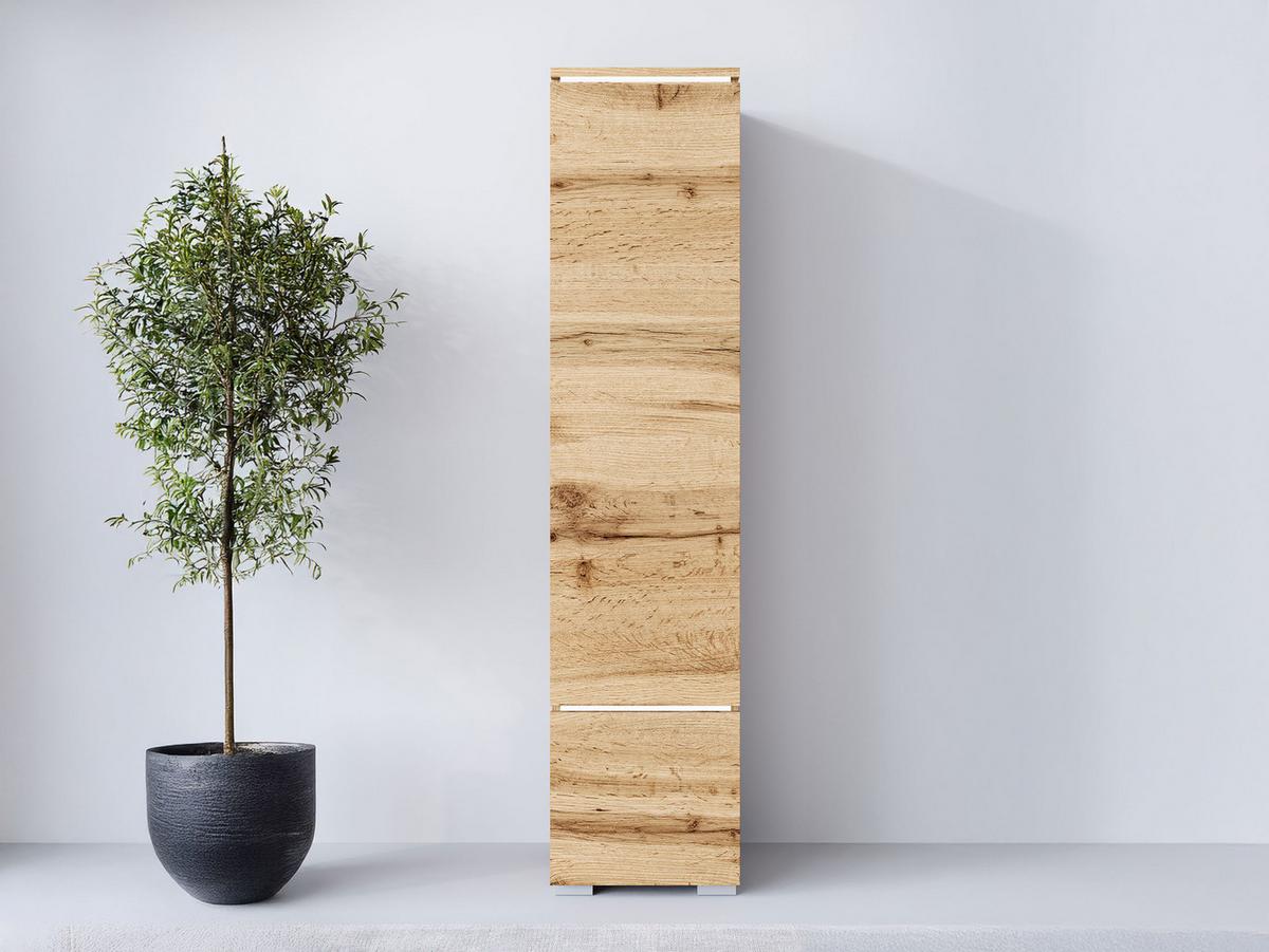 HÄNGEVITRINE Vera 001 mit LED Beleuchtung - Eiche Wotan/Alufarben, Holzwerkstoff/Kunststoff (30/130/33cm) - MIRJAN24
