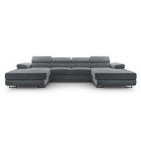 WOHNLANDSCHAFT Arborio Dunkelgrau 352/202/90 cm mit Schlaffunktion - Dunkelgrau/Schwarz, Textil/Metall (352/90/202cm) - AX Living
