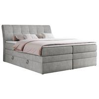 BOXSPRINGBETT GOLD-10 KING 120/200 Hellgrau Struktur - H4 - Hellgrau, Holz/Textil (120/200cm) - MKS
