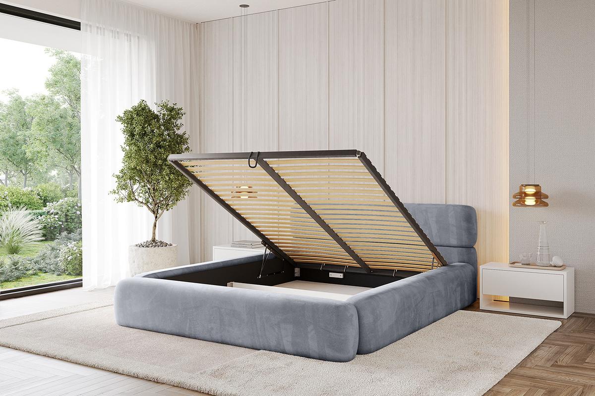 POLSTERBETT mit Bettkasten und Lattenrost, Bett mit Matratze H3/H4 - ENORA-V1 180x200 Grau - Grau, Holzwerkstoff/Textil (180/200cm) - ALTDECOR