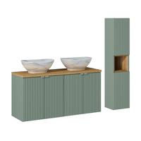BADMÖBEL 120cm Jade 2er-Set Grün und Holz - Grün, Holzwerkstoff (120/57/40cm) - Petits-meubles