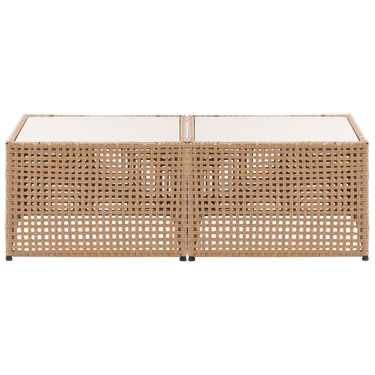 GARTEN-ECKSOFA mit Tisch 6-Sitzer modular Polyrattan Hellbeige Omegana - Beige/Schwarz, Kunststoff (276/207cm) - Beliani