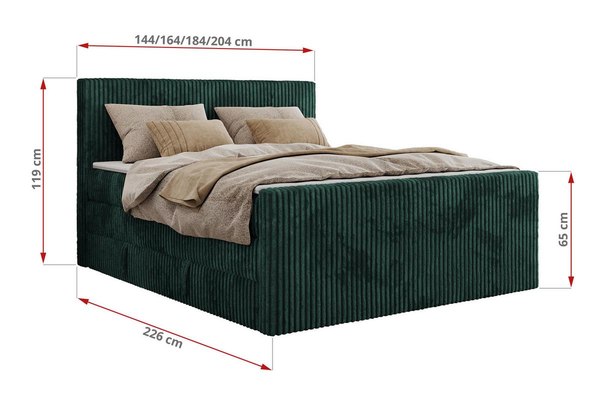BOXSPRINGBETT TILIANO KING DUO 200/200 - Dunkelgrün Cord - H3 - Dunkelgrün, Textil (200/200cm) - MKS