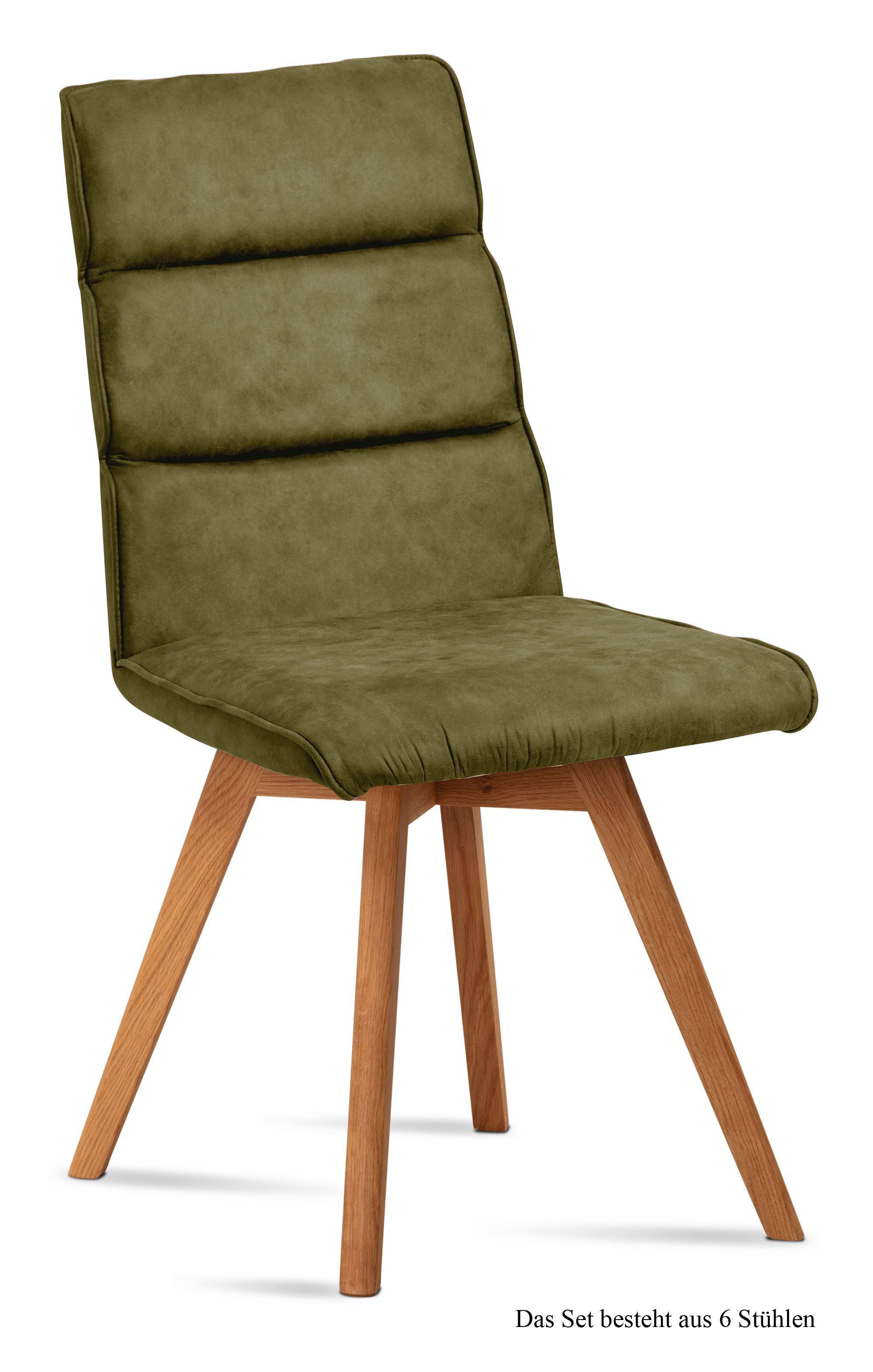 ESSZIMMERSTUHL (6er-Set) Dixie 47x92x60 Eiche geölt/Olivgrün - Eichefarben/Olivgrün, Kunststoff (60/92/47cm) - 58aufmkessel