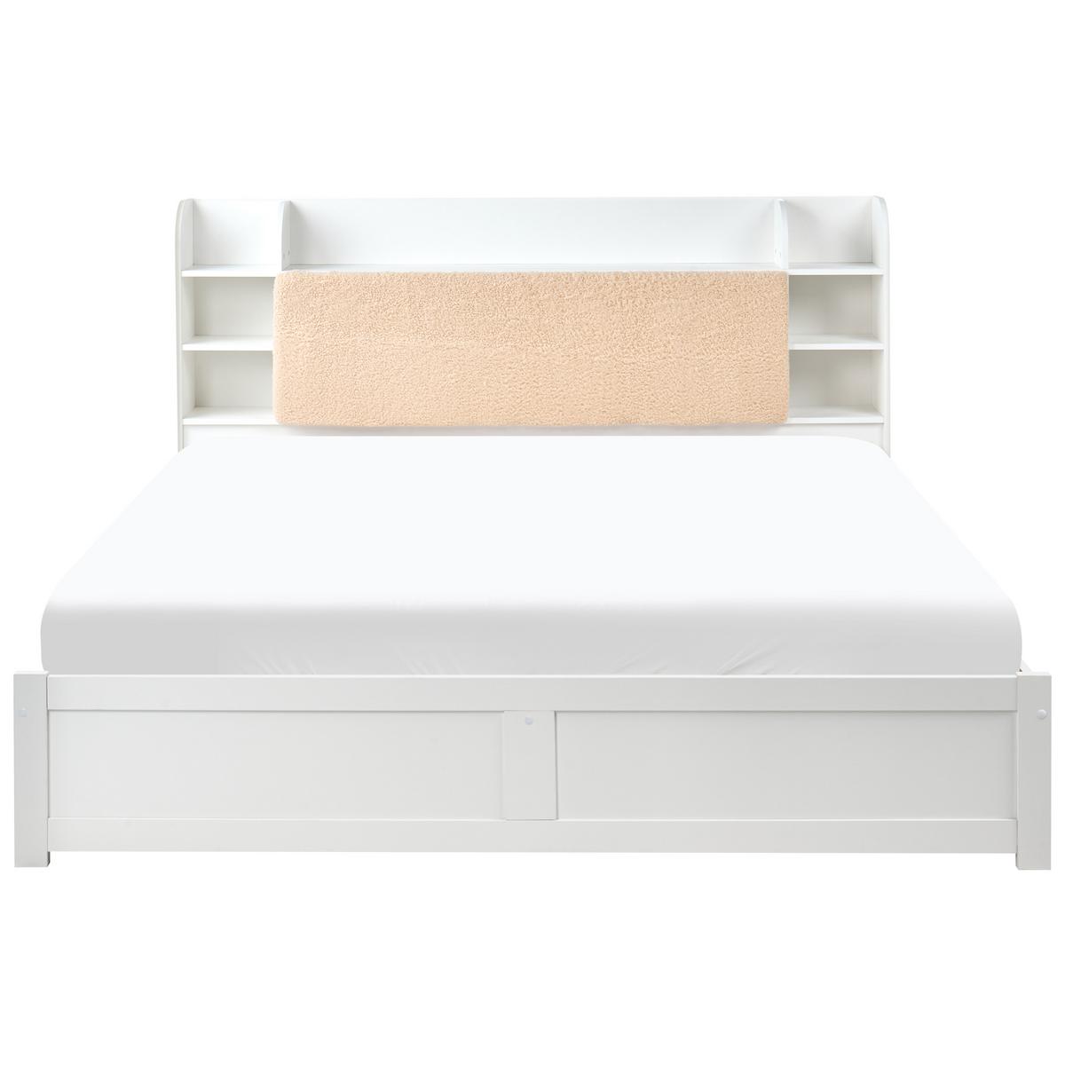BETT mit Schubladen 180/200 cm MDF-Platte Weiß Bizou - Weiß, Holzwerkstoff (180/200cm) - Beliani