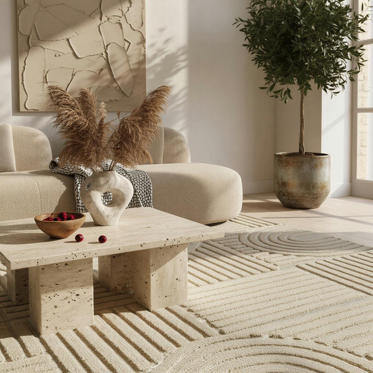 HOCHFLORTEPPICH RIGI, im Skandi-Boho-Stil, Beige, 120 x 170 cm - Beige, Textil (170/120cm) - KADIMA DESIGN