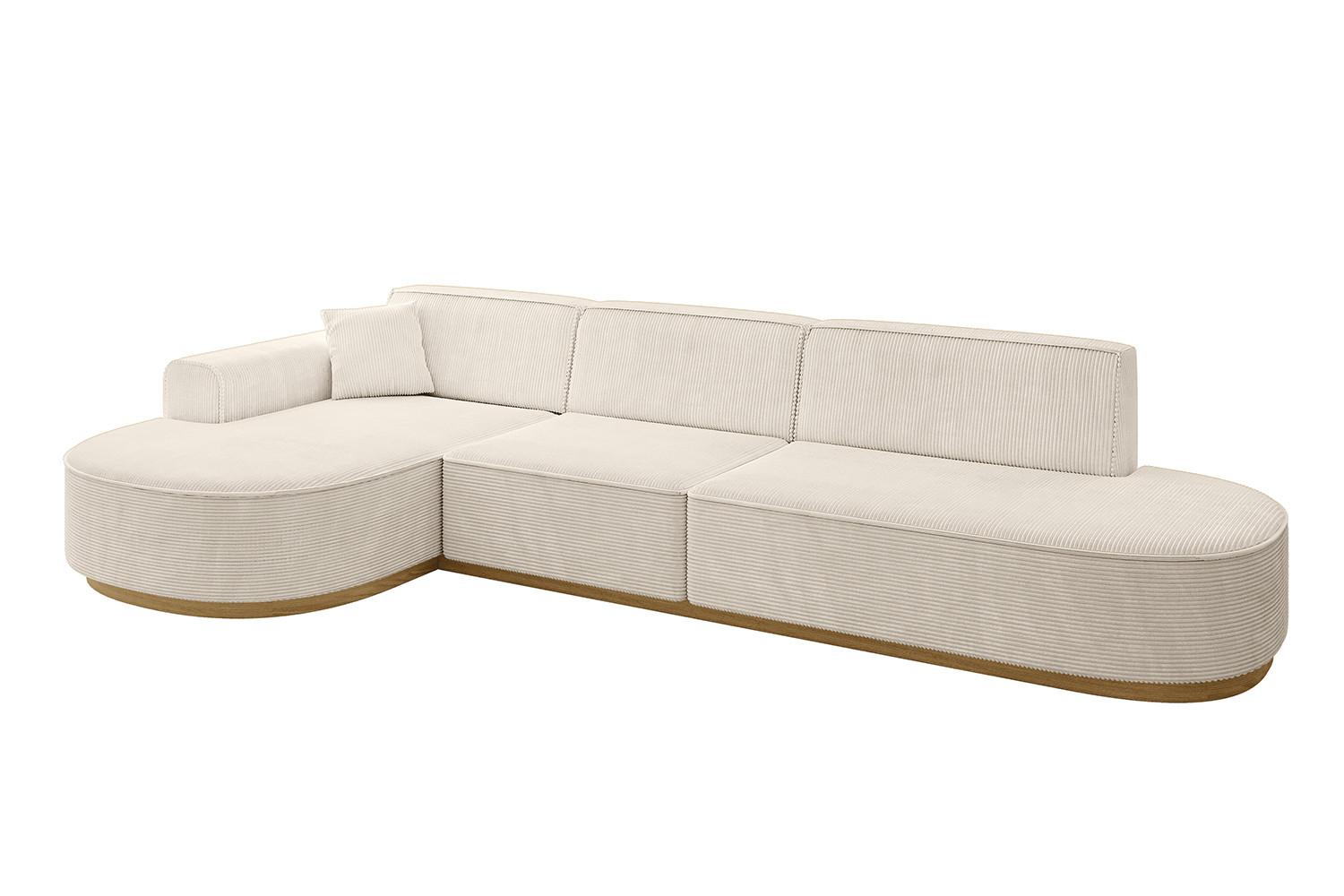 ECKSOFA Ottomane Links MARI-L2-v2 - 328x171x83 cm Beige Cord - Beige, Holzwerkstoff/Textil (328/171cm) - ALTDECOR