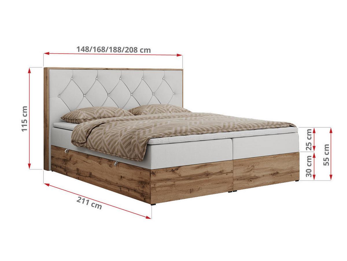 BOXBETT VENETO 140/200 Weiß Kunstleder - H4 - Weiß, Holz/Textil (140/200cm) - MKS