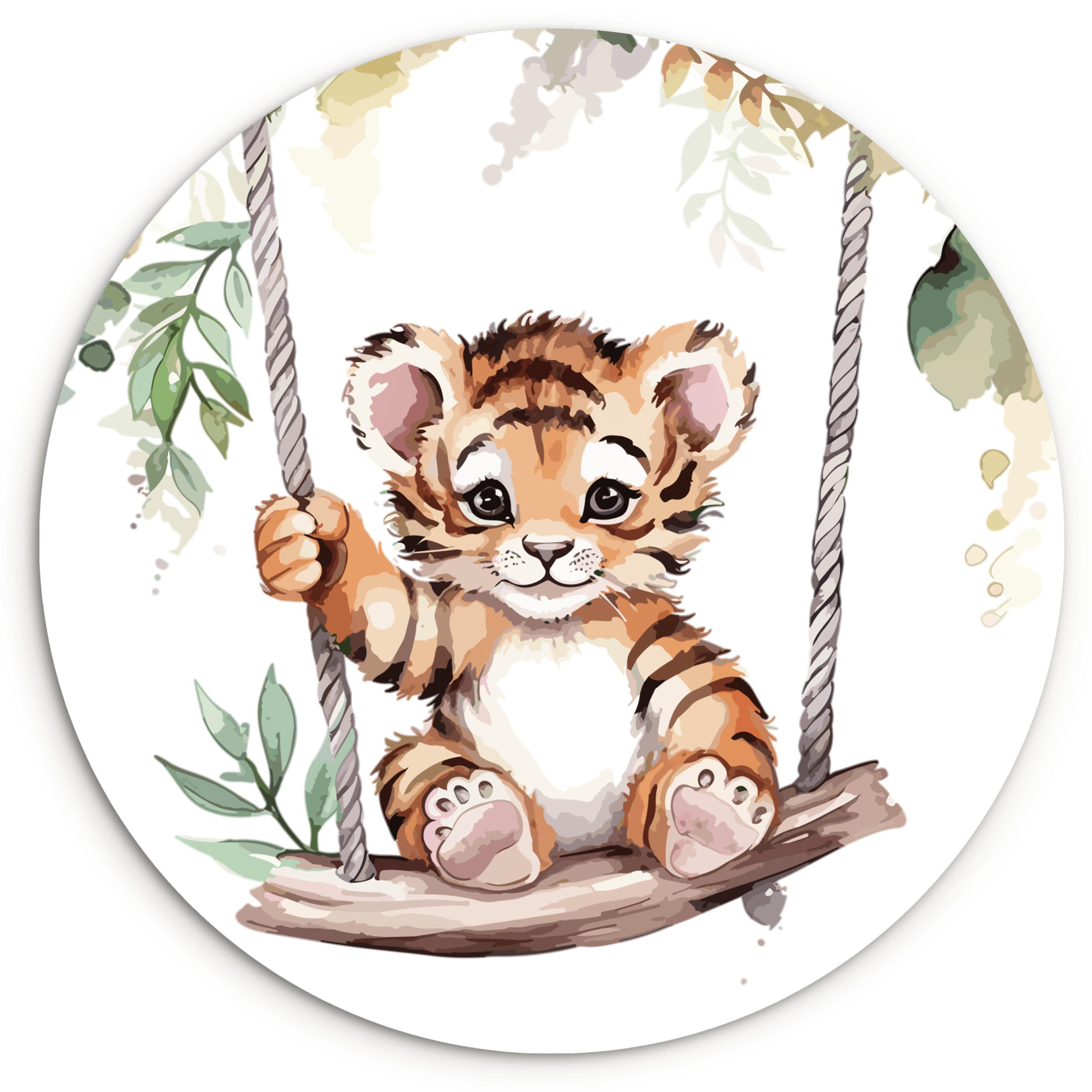 WANDBILD Tiger - Tier - Kinder - Dschungel Deko Groß 150x150 cm - Dunkelorange, Kunststoff (150/150cm) - MuchoWow