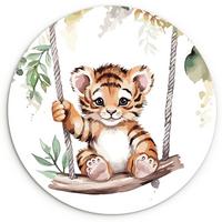 WANDBILD Tiger - Tier - Kinder - Dschungel Deko Groß 150x150 cm - Dunkelorange, Kunststoff (150/150cm) - MuchoWow