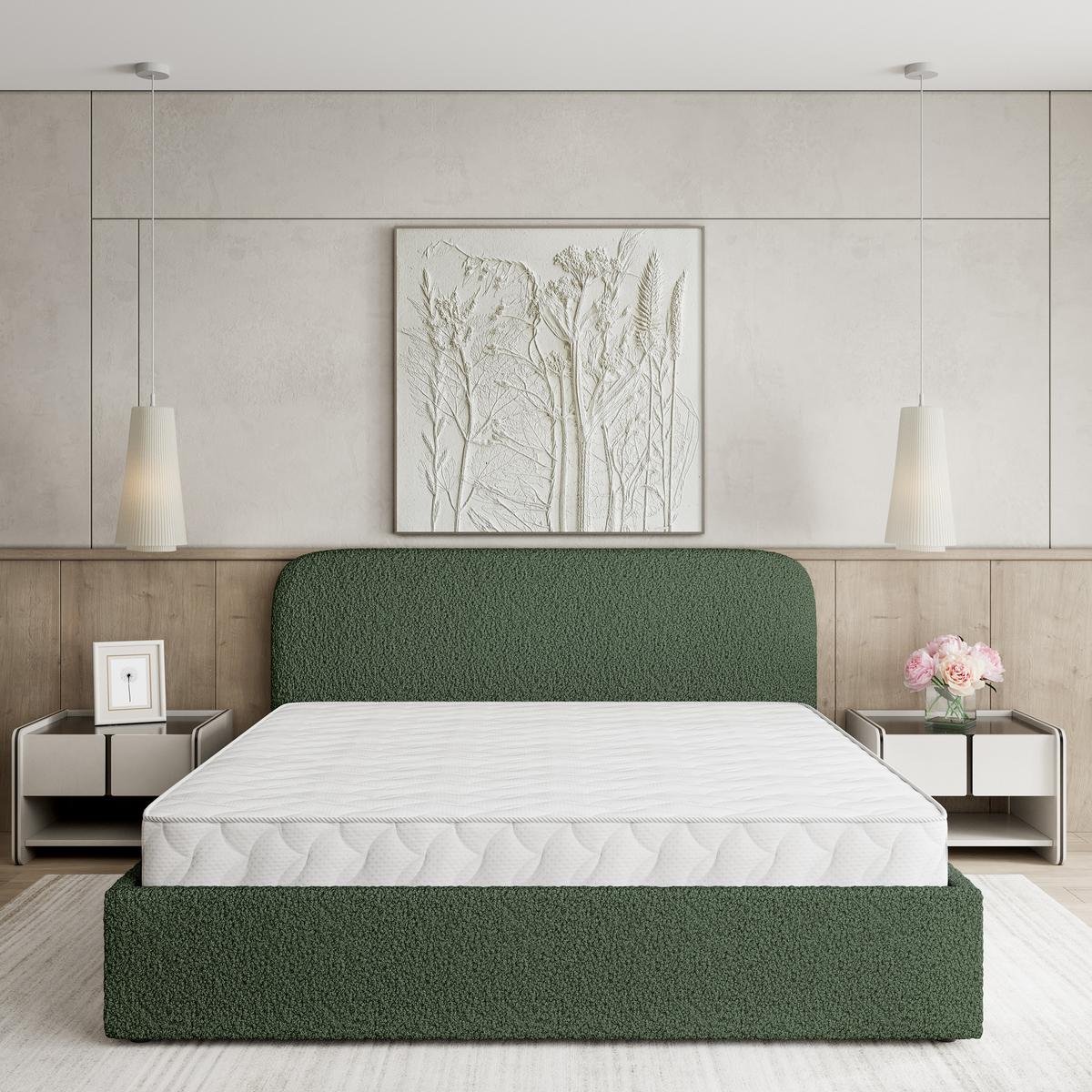 POLSTERBETT RENIVE Q 120x200 cm mit Bettkästen - Grün - Grün, Holz/Textil - MASSENO
