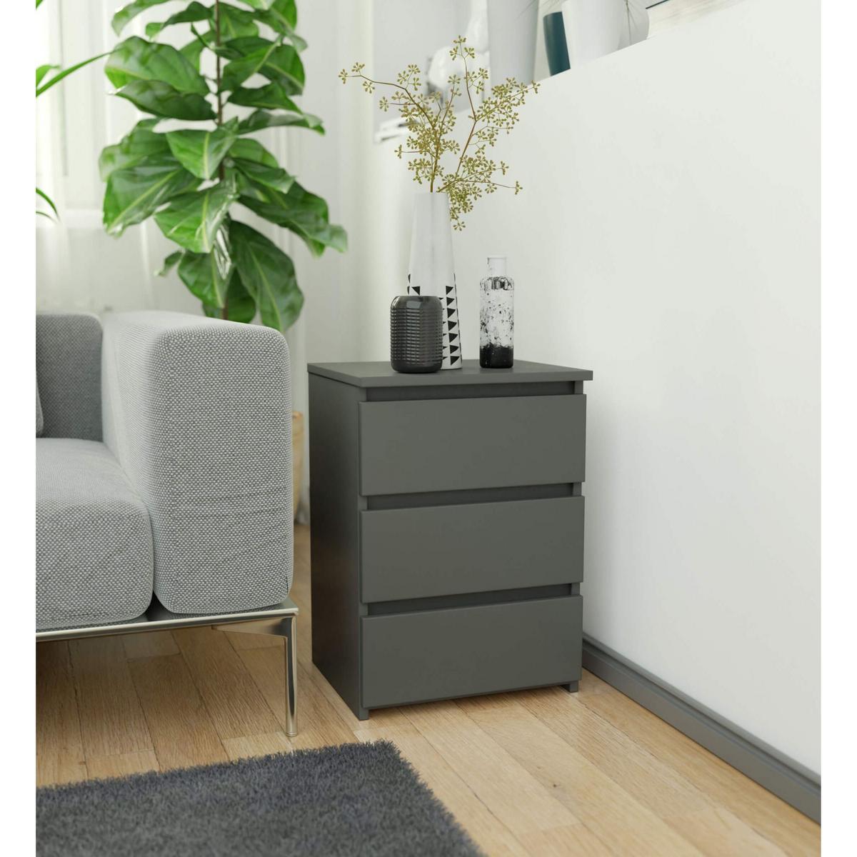 KOMMODE Graphit Grau 57/40/35 - Graphitfarben, Holzwerkstoff (40/57/35cm) - RAUMHIRSCH FURNITURE