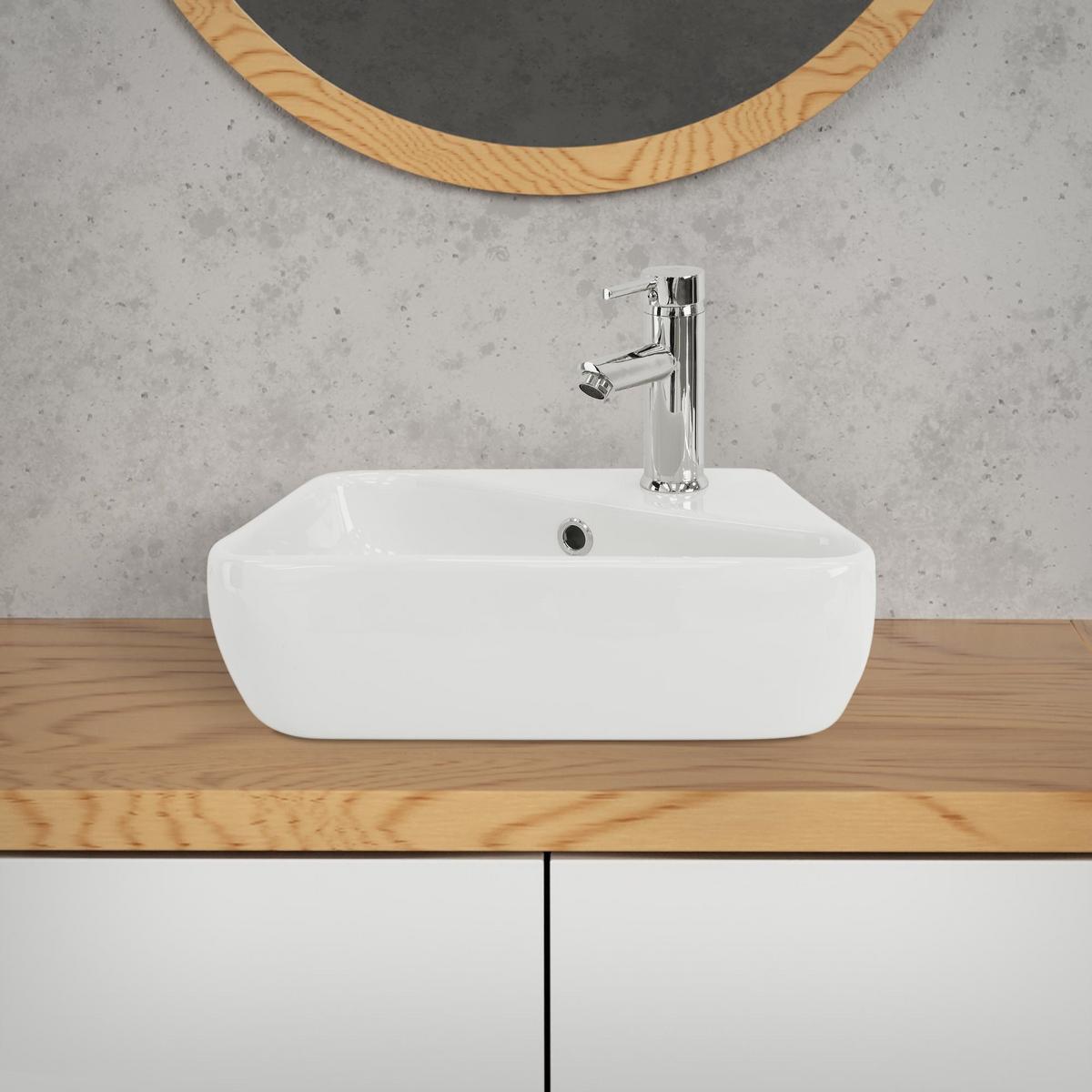 WASCHBECKEN - Weiß, Keramik (27/15/45cm) - ML-DESIGN