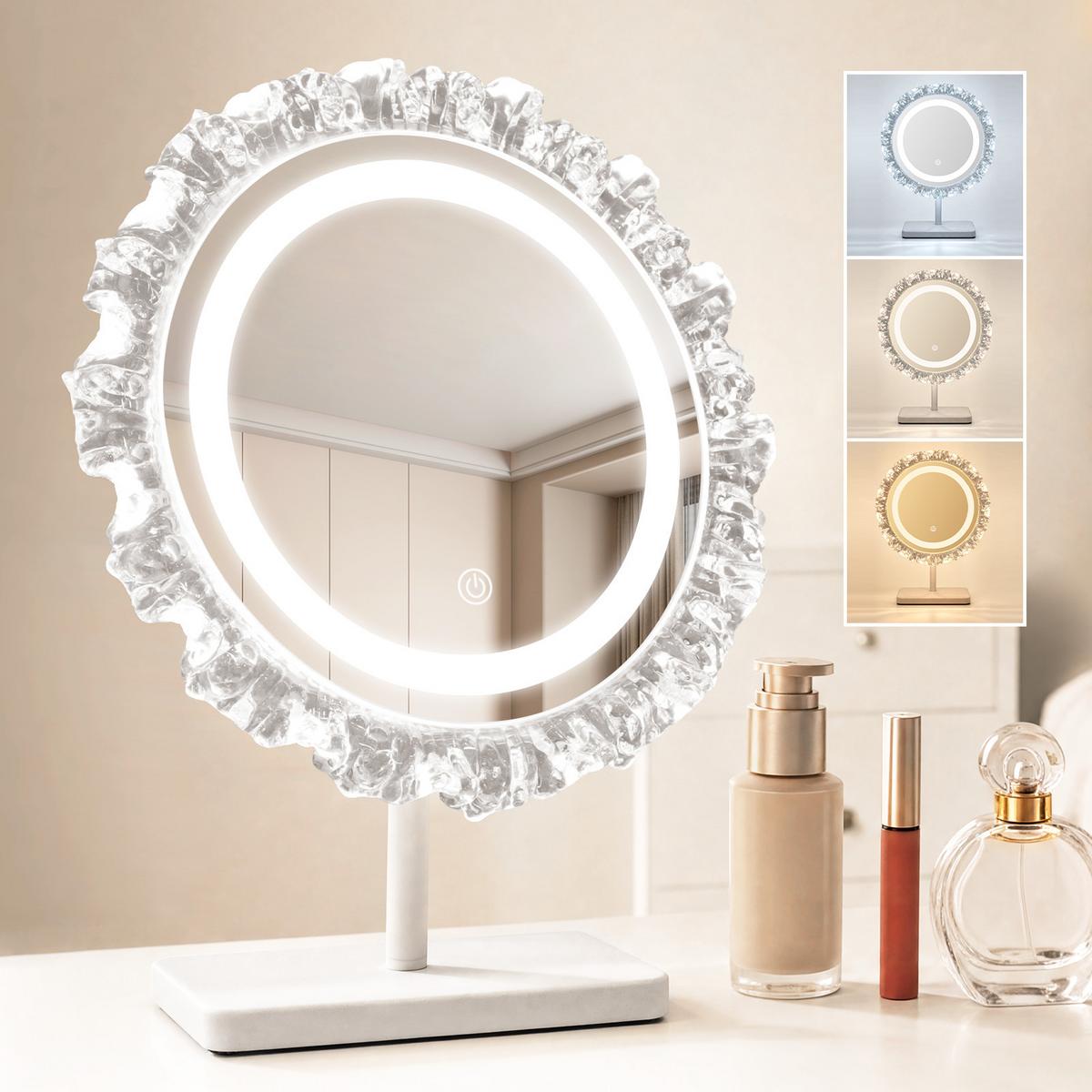 SCHMINKSPIEGEL Orveth 30/10/38 cm - Weiß, Glas (10/38/30cm) - ZMH