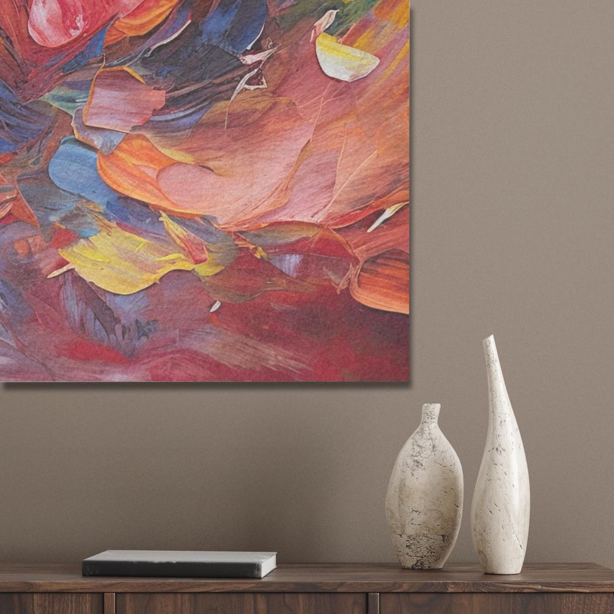AKUSTIKBILD Ölgemälde - Kunst - Abstrakt - Farbenfroh Akustikpaneele 90x90 cm - Altrosa, Textil (90/90/0.9cm) - MuchoWow