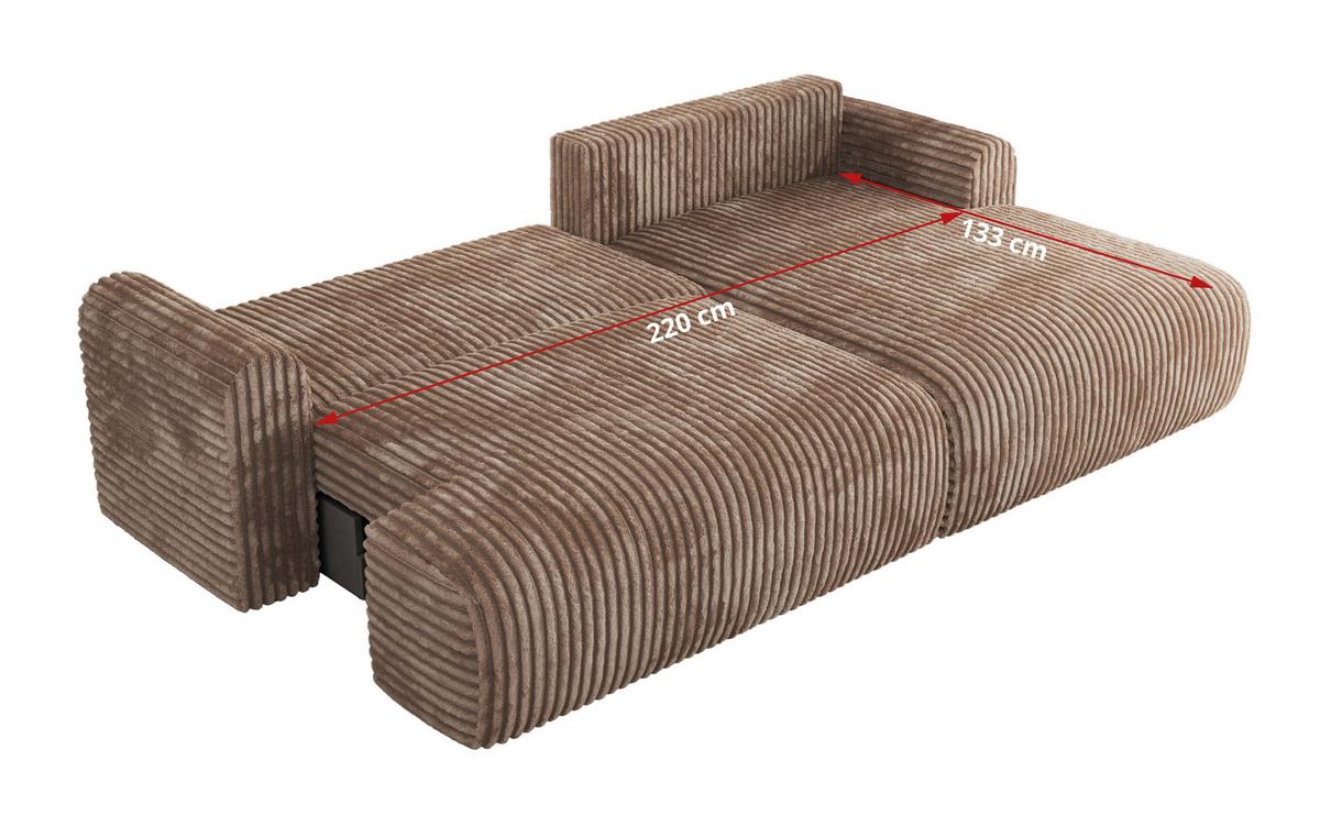 ECKSCHLAFSOFA TONO L Braun Cord - links - Schwarz/Braun, Kunststoff/Textil (260/150cm) - MKS