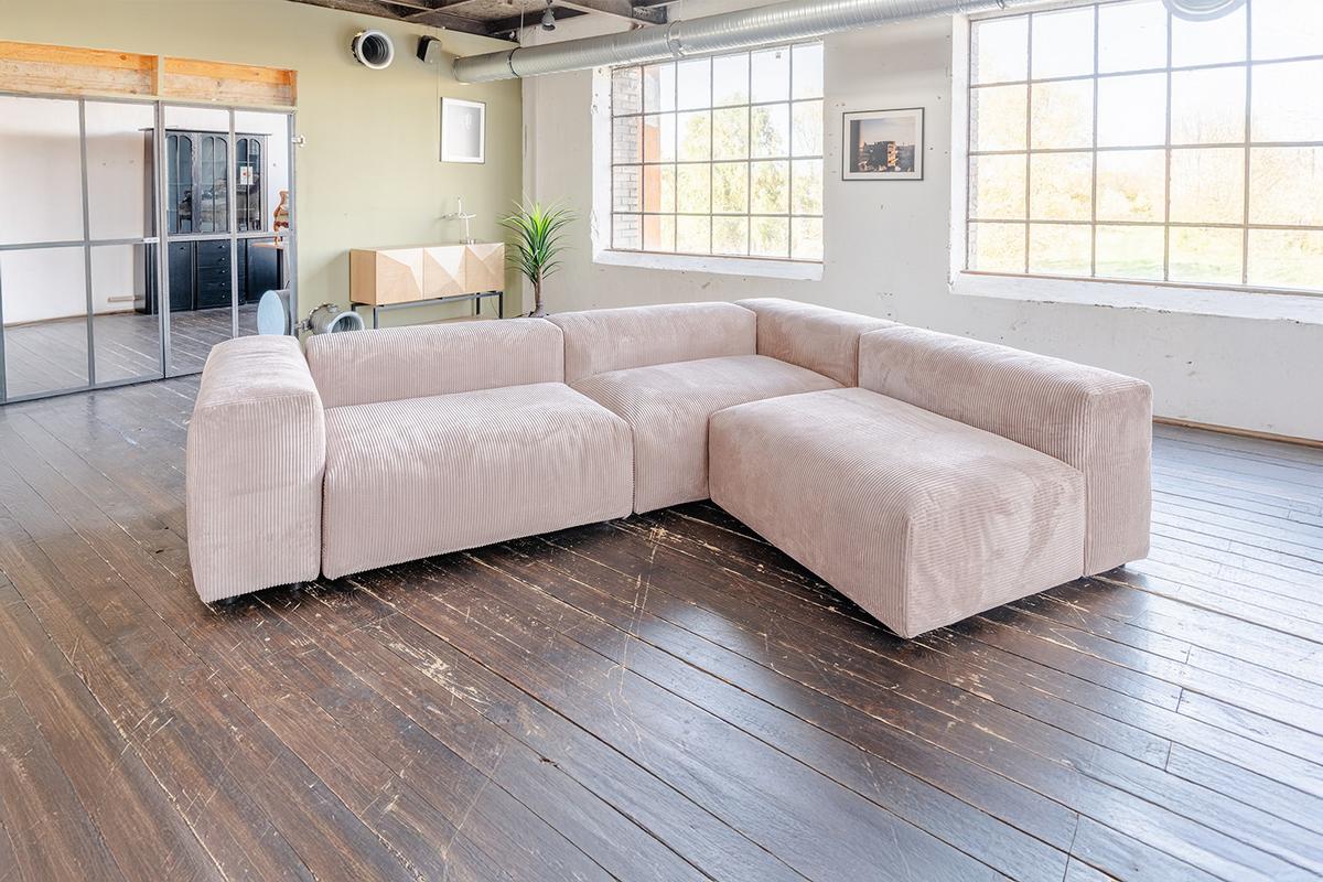 MODULSOFA MIA Taupe Cord - Taupe/Schwarz, Kunststoff/Textil (418/72/120cm) - KAWOLA