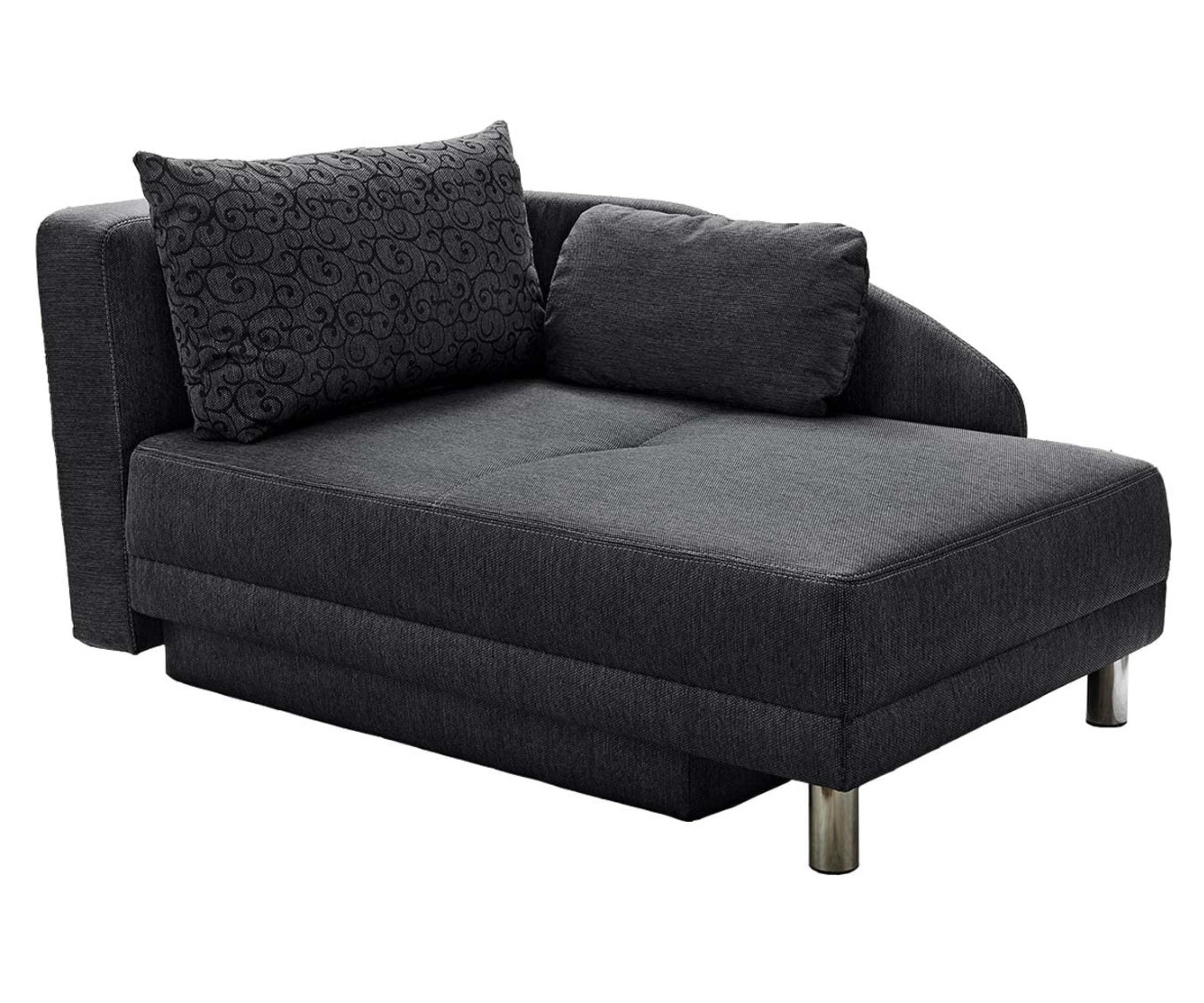 RÉCAMIERE-SCHLAFSOFA mit Bettkasten, Federkern, seitenverkehrt montierbar B149/T90/H80 cm, Liegefläche 200x84 cm, Webstoff Anthrazit / 15121 - Chromfarben/Anthrazit, Textil/Metall (149/80/90cm) - luma-home