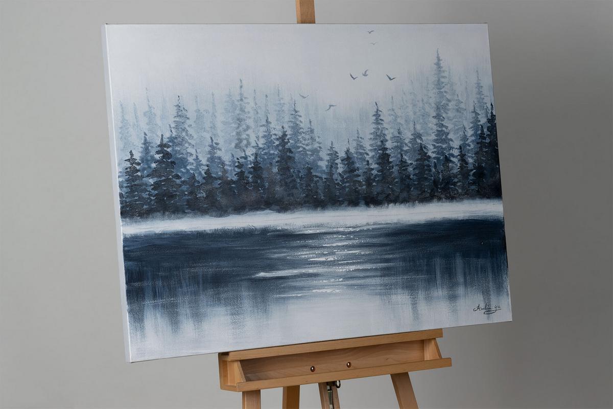 ACRYLBILD HANDGEMALT 100/75 cm - Blau/Weiß, Holz/Textil (100/75cm) - KUNSTLOFT
