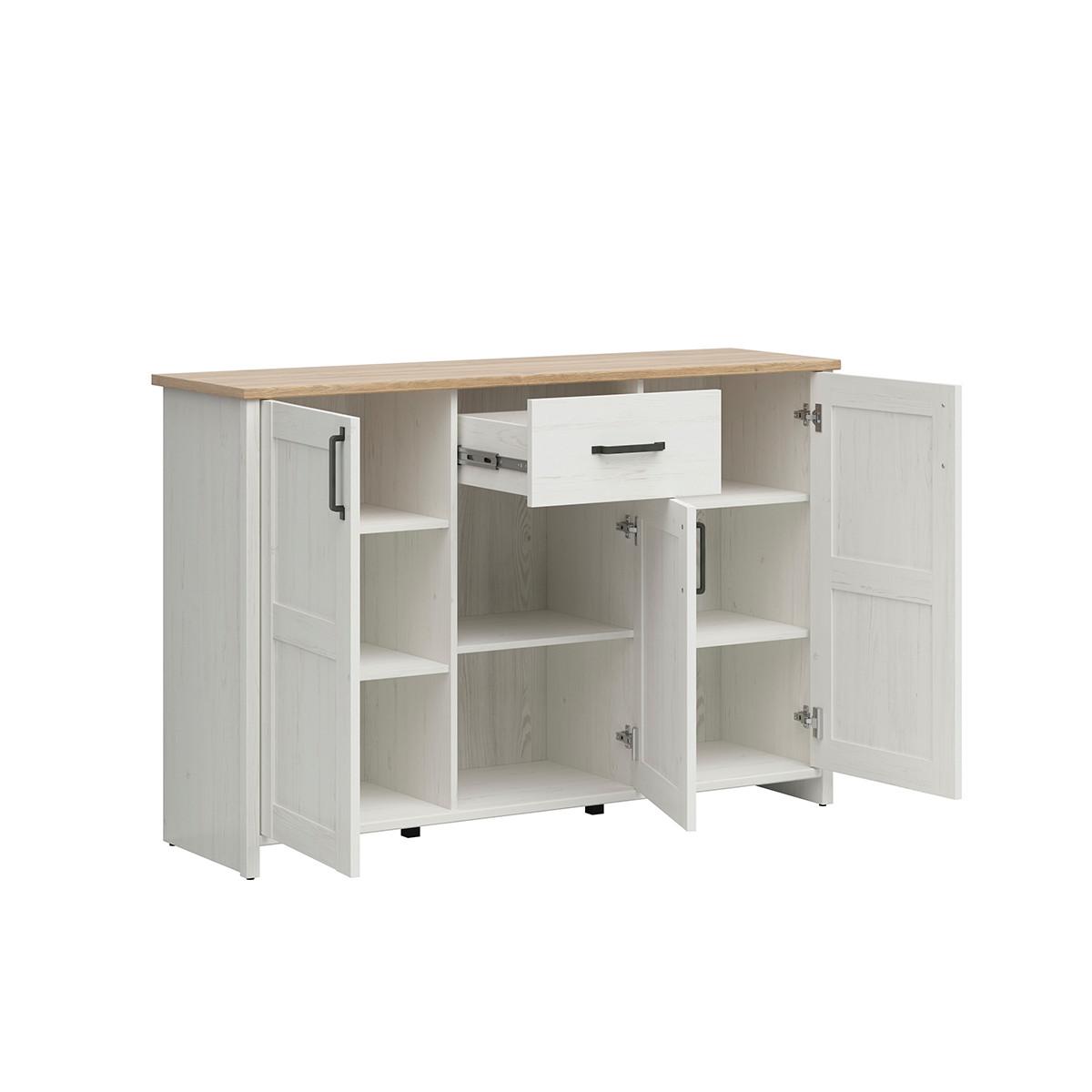 SIDEBOARD Aksel Weiß und Holz - Weiß, Holzwerkstoff (148/99/43cm) - Petits-meubles