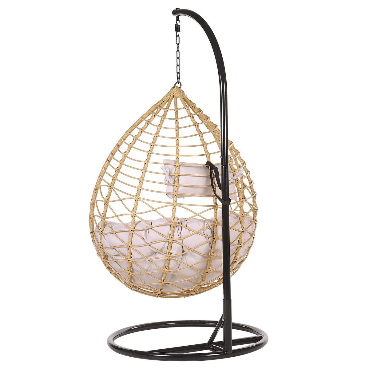 HÄNGESESSEL mit Gestell PE Rattan natürlich 97 cm Arsita - Beige, Kunststoff (100/199/97cm) - Beliani