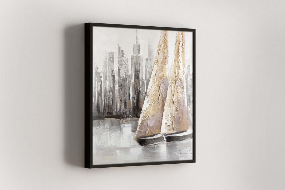 ÖLGEMÄLDE 80/80 cm - Grau, Holz/Textil (80/80cm) - KUNSTLOFT