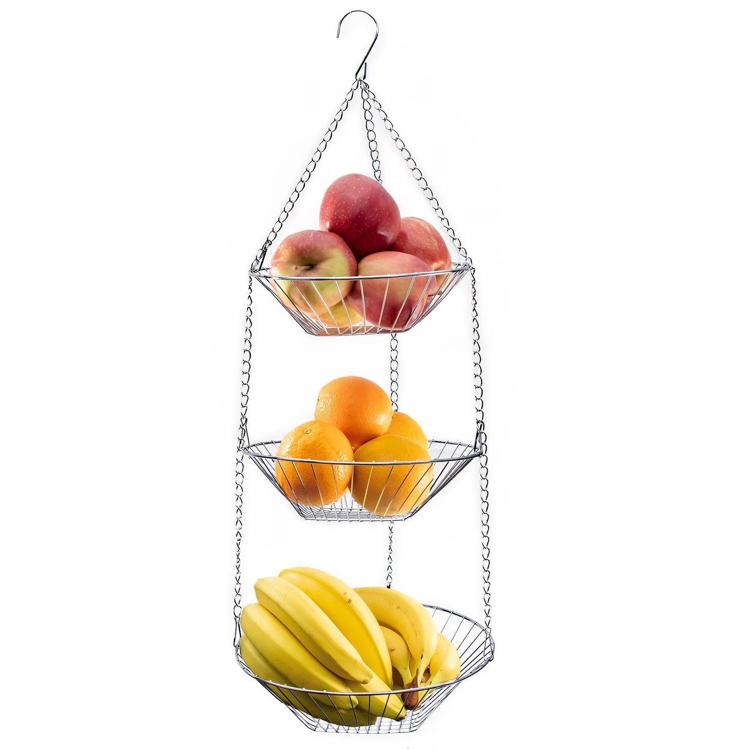 KÜCHENAMPEL Obstkorb 22.5 / 25.5 / 28 x 73 cm - Silberfarben, Metall (28/73/28cm) - Intirilife
