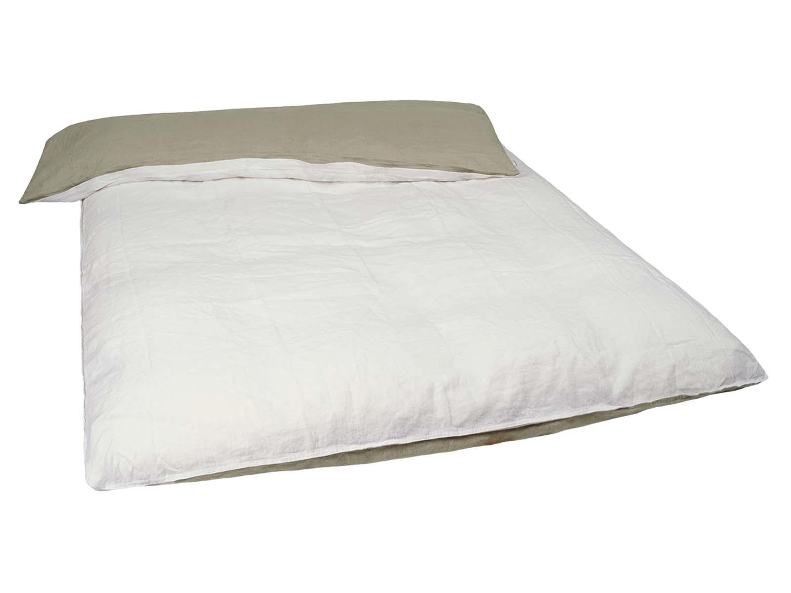 WENDE-BETTDECKENBEZUG Doubleface reines Leinen weiß/taupe 135/200 cm - Taupe/Weiß, Naturmaterialien (135/200cm) - beties Heimtextil