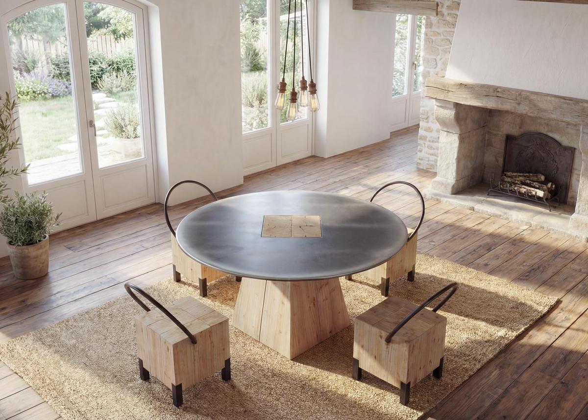 ESSTISCH Braun, Metall - Silberfarben/Braun, Holz (120/120/74cm) - MCW